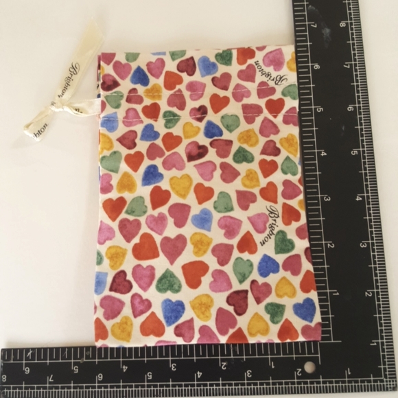 Brighton Jewelry Pouch Drawstring Gift Bag Colorful Hearts Pattern - Picture 3 of 4